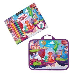 Dragon Kingdom Colouring Set with Lap Desk – Kids 32-Page Book, 100+ Stickers